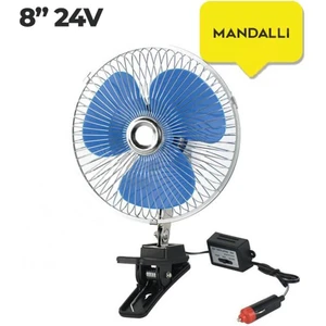 Oto Vantilatör 24V 8 Inch Mandallı Çakmak Girişli