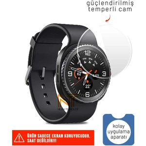 Samsung Galaxy Watch 8 44MM Uyumlu Kolay Uygulama Aparatlı Temperli Cam Ekran Koruyucu