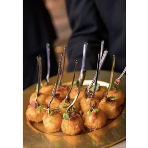 Mini Koktey Çatalı,kürdan 8,5cm Metal Renk-50 Adet