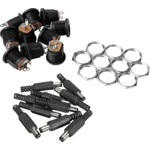 Dc Şase 2.1mm Somunlu Dişi ve Erkek Jak Fiş 10LU Takım Set