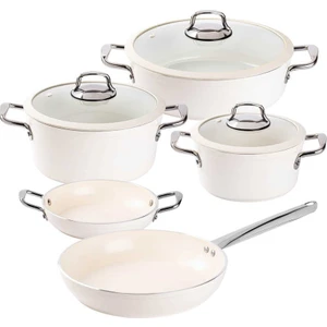 Hercul Deluxe Krem Seramik 8 Prç.tencere Seti