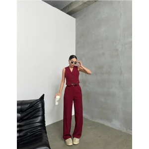 Astarlı Çizgili Yelek & Palazzo Pantolon Takım – Yüksek Bel, Geniş Paça