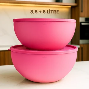 Yumuşak Kapaklı Saklama Kabı, Hamur Leğeni, Un Saklama Kabı, Büyük Boy Saklama Kabı Seti, 8,5l + 6l