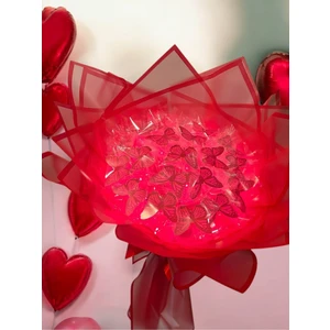 Kırmızı Kelebek Buketi Yapay Çiçek Kalıcı Hediye