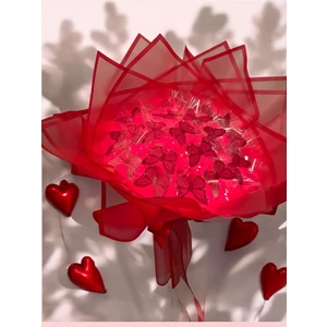 Kırmızı Kelebek Buketi Yapay Çiçek Kalıcı Hediye Şık Tasarım ve Uzun Ömürlü