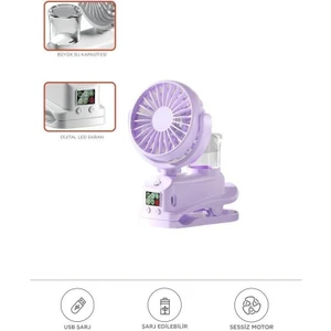 Dijital Ekranlı Şarjlı Hava Nemlendirici Mini Masa Fan Vantilatör