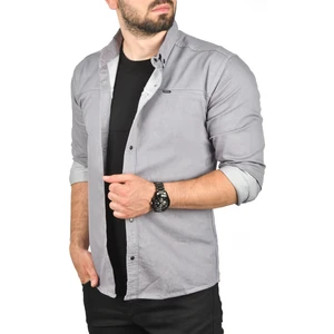 Dar Kesim Çıt Çıt Düğmeli Pamuklu Kot Gömlek Likralı Spor Gömlek 2300412