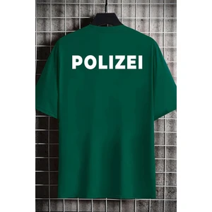 Unisex Polizei Baskılı Tasarım T-Shirt