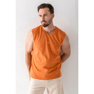 Erkek Bisiklet Yaka John Borners Baskılı Kolsuz T-Shirt Turuncu - 2752