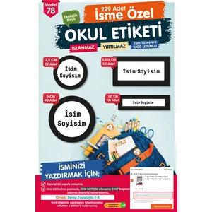 Tuğset Etiket Okul Etiketi Kalem Defter Etiketi Özel Isim Yazılabilen Etiket Seti - Isim Etiketi