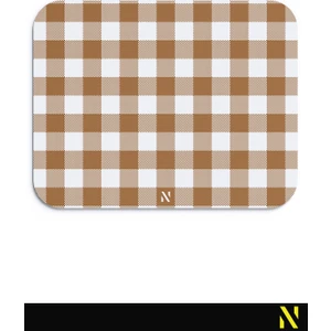 Kahverengi Ekose Pötikare Desenli Ergonomik Mouse Pad - 23 x 19 cm - Kaymaz Taban Ev ve Ofis Kullanımı Fare Altlığı Mousepad