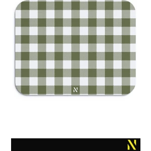 Haki Ekose Pötikare Desenli Ergonomik Mouse Pad - 23 x 19 cm - Kaymaz Taban Ev ve Ofis Kullanımı Fare Altlığı Mousepad
