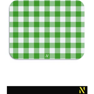 Yeşil Ekose Pötikare Desenli Ergonomik Mouse Pad - 23 x 19 cm - Kaymaz Taban Ev ve Ofis Kullanımı Fare Altlığı Mousepad