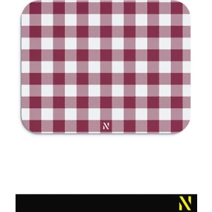 Bordo Ekose Pötikare Desenli Ergonomik Mouse Pad - 23 x 19 cm - Kaymaz Taban Ev ve Ofis Kullanımı Fare Altlığı Mousepad