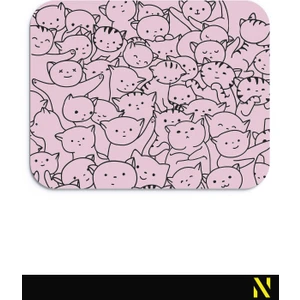 Sevimli Kediler Pembe Mouse Pad - 23 cm x 19 cm - Kaymaz Taban Ev ve Ofis Kullanımı Fare Altlığı Mousepad
