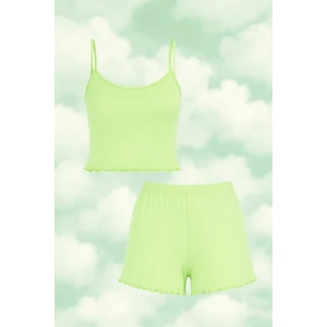 Kadın Pamuklu Ip Askılı Şort Takım