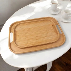 Dikdörtgen Bambu Servis Tepsisi, 2'li Set