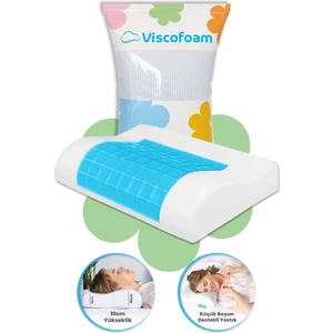 Terletmeyen Ortopedik Boyun Destekli Yastık Serinleten Visco Yastık Jelli Yastık 47x30x10-8cm