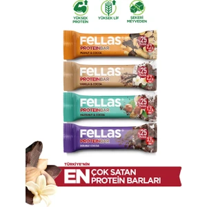 Protein Bar 4'lü Deneme Paketi - Duble Kakaolu, Yer Fıstıklı ve Kakaolu, Fındıklı ve Kakaolu, Vanilya ve Kakaolu Protein Bar