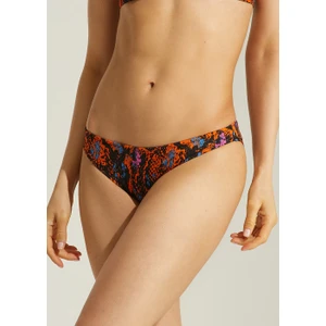 Düz Bikini Alt - Turuncu Yılan Desenli