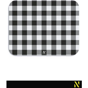 Siyah Ekose Pötikare Desenli Ergonomik Mouse Pad - 23 x 19 cm - Kaymaz Taban Ev ve Ofis Kullanımı Fare Altlığı Mousepad
