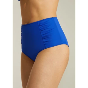 Yanı Pileli Yüksek Bel Bikini Alt - Mavi 36