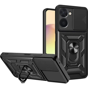 Realme 10 4g Kılıf Pars Yüzüklü Standlı Darbe Korumalı Siyah