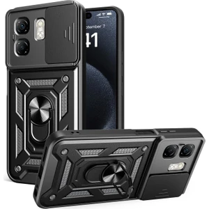 Infinix Smart 9 Kılıf Pars Yüzüklü Standlı Darbe Korumalı Siyah