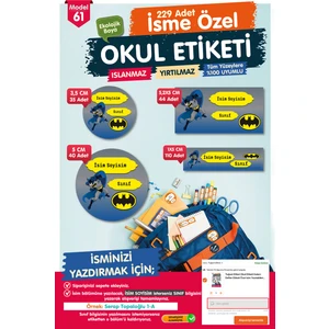 Tuğset Etiket Okul Etiketi Batman Kalem Defter Etiketi Özel Isim Yazılabilen Etiket Seti - Isim ETIKETI-T573-OE61
