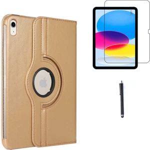 Apple iPad A16 11.nesil (A3354-A3355) Dönebilen Tablet Kılıfı + Ekran Koruyucu + Tablet Kalemi