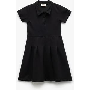 Kısa Kollu Düğme Kapamalı Pamuklu Gömlek Elbise