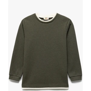 Şardonlu Bisiklet Yaka Çizgili Uzun Kollu Sweatshirt