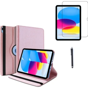 Apple iPad A16 11.nesil (A3354-A3355) Dönebilen Tablet Kılıfı + Ekran Koruyucu + Tablet Kalemi