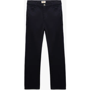 Cepli Düğme Detaylı Düz Paça Pamuklu Pantolon