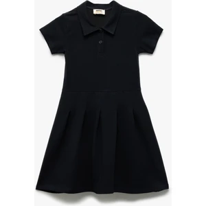 Kısa Kollu Düğme Kapamalı Pamuklu Gömlek Elbise