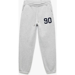 Üç Iplik Şardonlu Nakışlı Cepli Beli Bağcıklı Jogger Eşofman Altı