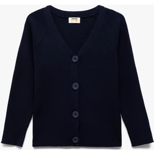 V Yaka Uzun Kollu Düğmeli Triko Hırka