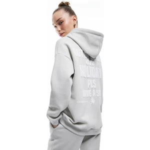 Pamuklu Şardonlu Arkası Baskılı Kapüşonlu Oversize Sweatshirt
