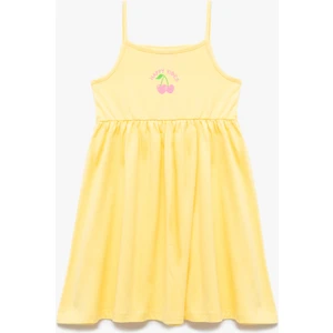 Askılı Pamuklu Baskılı Diz Üstü Elbise