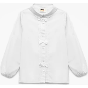 Pamuklu Uzun Kollu Fiyonk Detaylı Bebe Yaka Gömlek