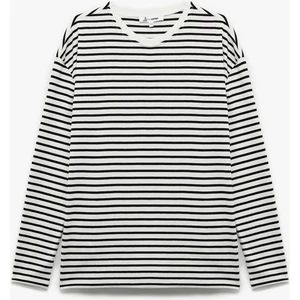 Uzun Kollu Bisiklet Yaka Çizgili Tişört