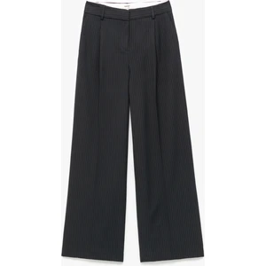 Cepli Pile Detaylı Yüksek Bel Geniş Paça Palazzo Pantolon