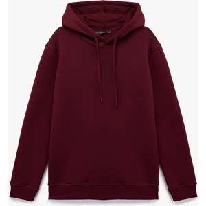 Şardonlu Uzun Kollu Basic Kapşonlu Sweatshirt