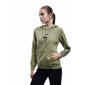 Panda Baskılı Şardonlu Kanguru Cepli Kapüşonlu Sweatshirt