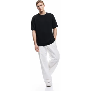 Kısa Kollu Bisiklet Yaka Şardonlu Basic Oversize Tişört