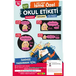 Tuğset Etiket Okul Etiketi Barbie Kalem Defter Etiketi Özel Isim Yazılabilen Etiket Seti - Isim ETIKETI-T579-OE76