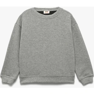Uzun Kollu Bisiklet Yaka Şardonlu Basic Sweatshirt