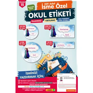 Tuğset Etiket Okul Etiketi Elsa Anna Kalem Defter Etiketi Özel Isim Yazılabilen Etiket Seti - Isim ETIKETI-T549-OE15