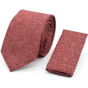Kırmızı Desenli 6 cm Kravat