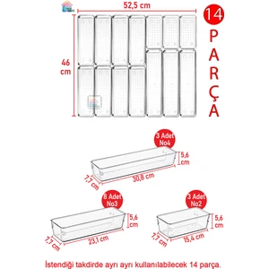 14 Parça Kaşıklık Şeffaf Organizer